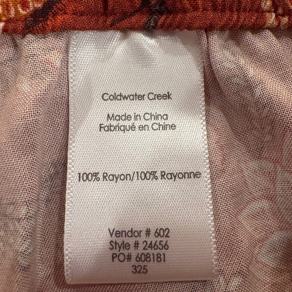 Coldwater Creek Women Plus 1X Terra Haven Pant Cinnamon Floral Pull On Wide Leg - Picture 7 of 11